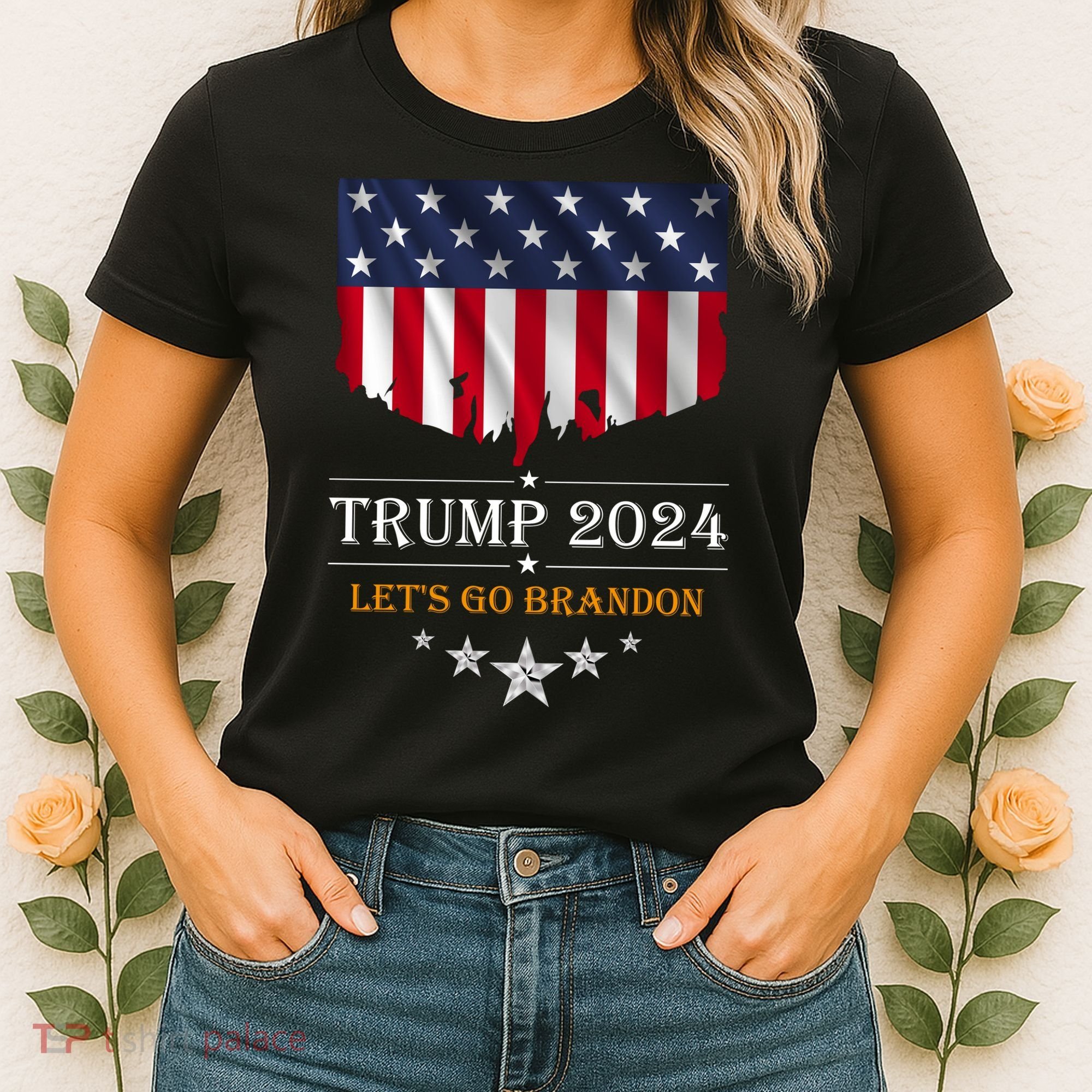 Trump 2024 Lets Go Brandon U.S Flag Women's T-Shirt