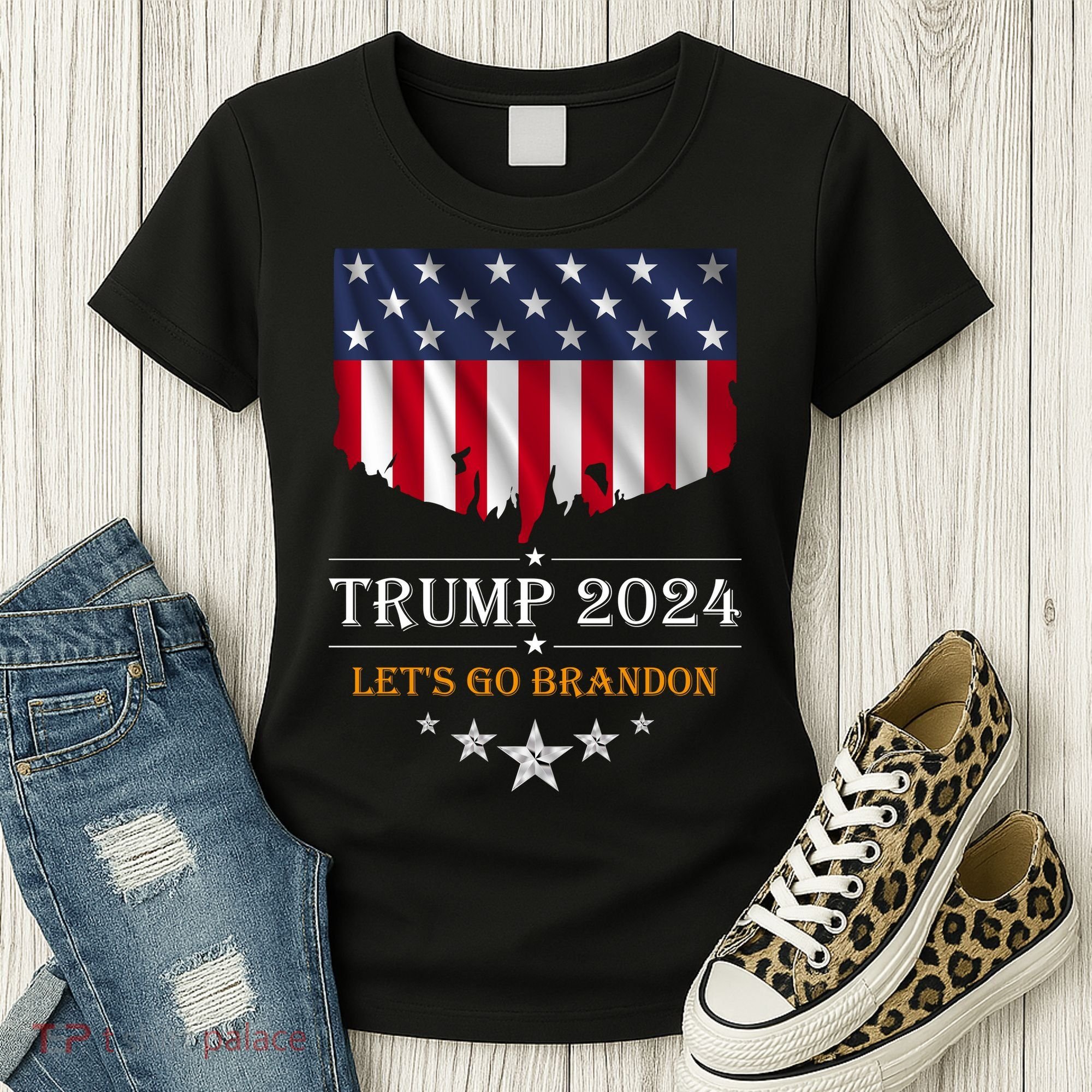 Trump 2024 Lets Go Brandon U.S Flag Women's T-Shirt