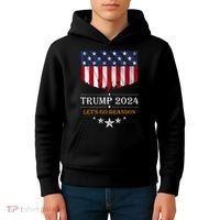 Trump 2024 Lets Go Brandon U.S Flag Kids Hoodie thumb 4