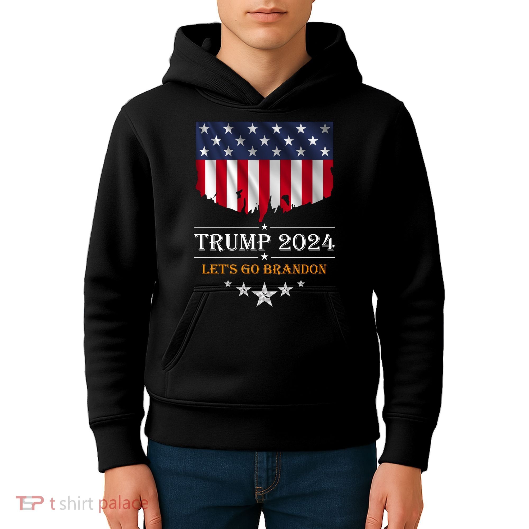 Trump 2024 Lets Go Brandon U.S Flag Kids Hoodie