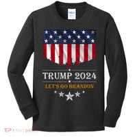 Trump 2024 Lets Go Brandon U.S Flag Kids Long Sleeve Shirt thumb 0
