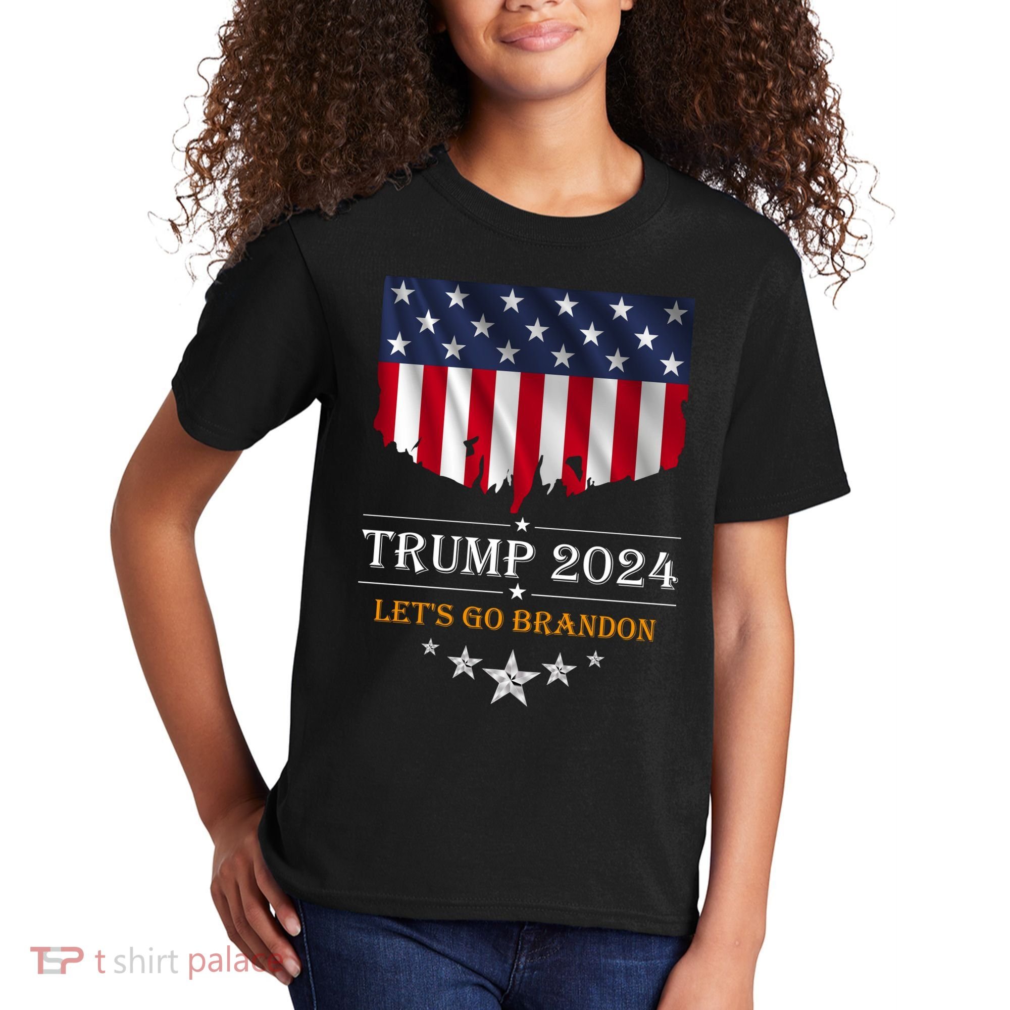 Trump 2024 Lets Go Brandon U.S Flag Kids T-Shirt