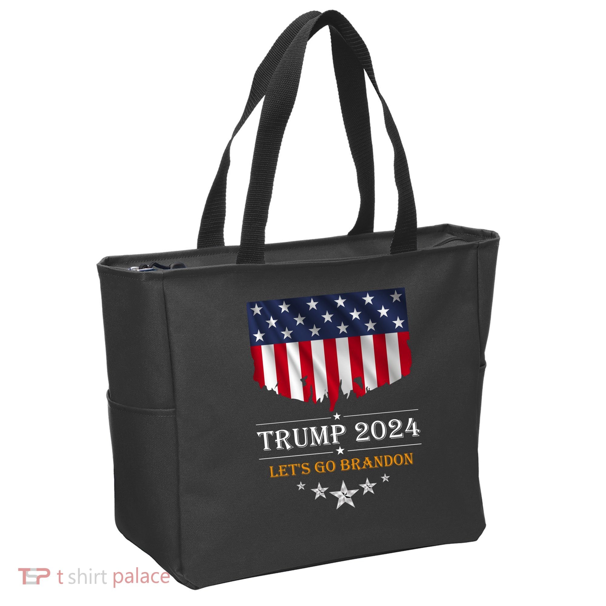 Trump 2024 Lets Go Brandon U.S Flag Tote Bag