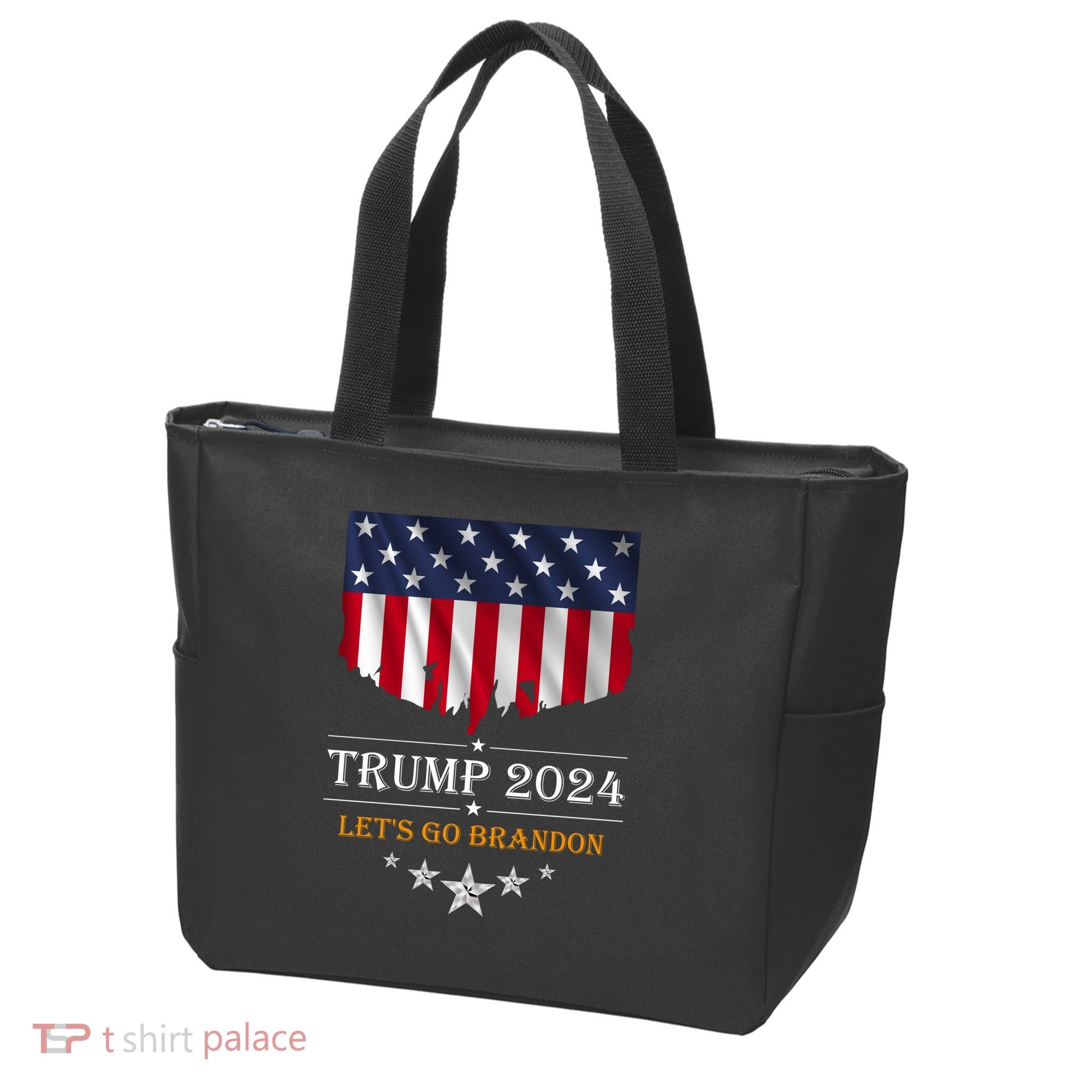 Trump 2024 Lets Go Brandon U.S Flag Tote Bag