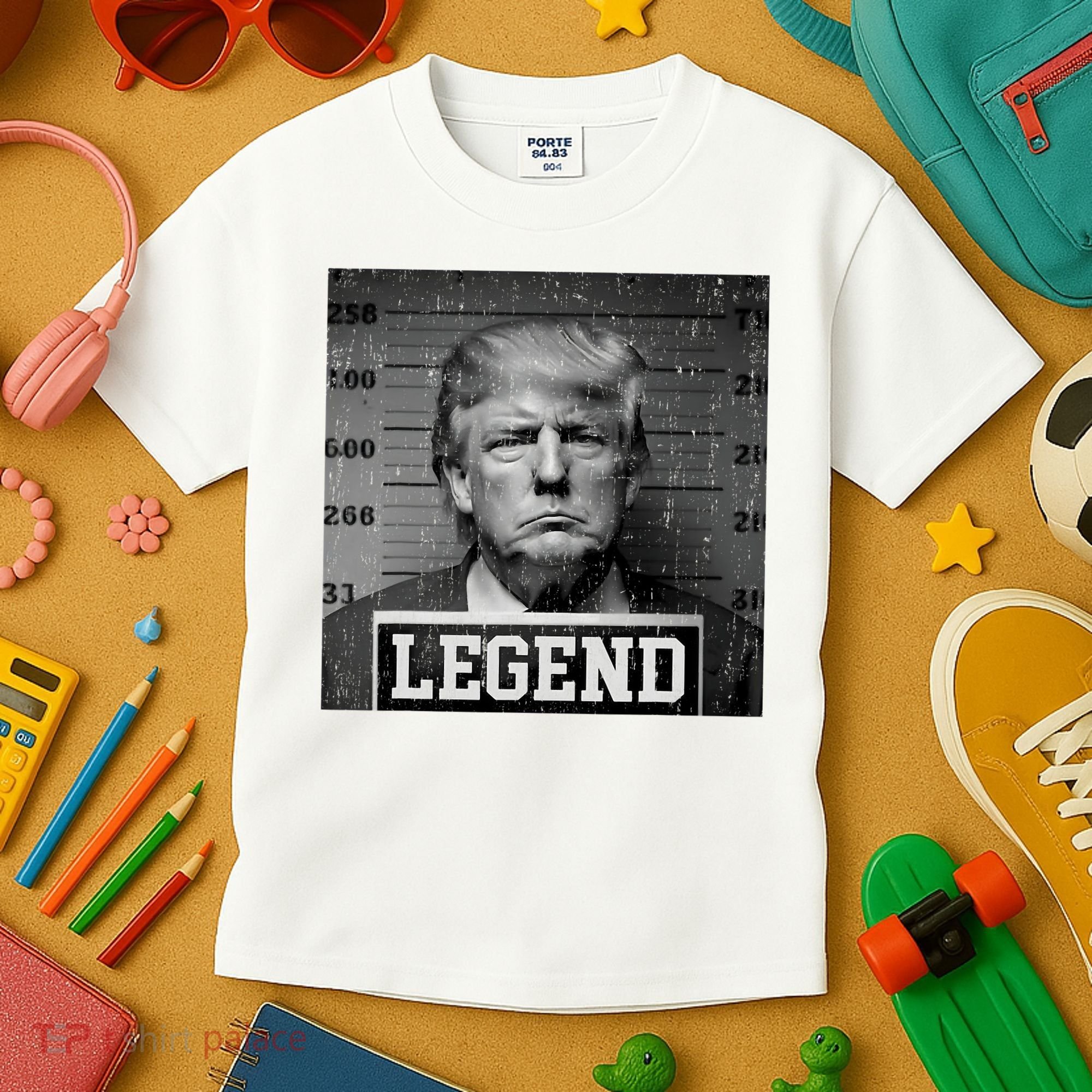 Trump 2024 Mugshot President Legend Kids T-Shirt