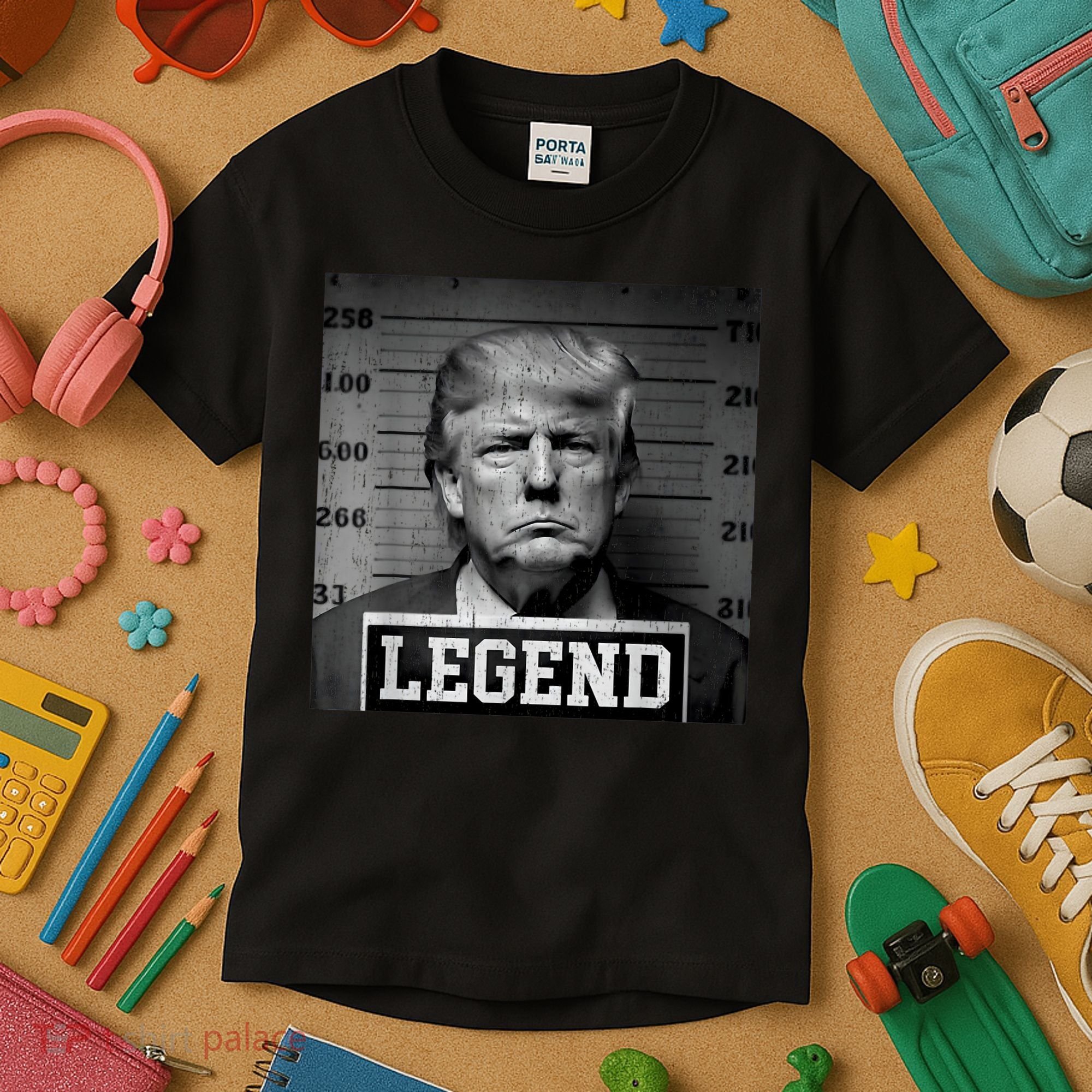 Trump 2024 Mugshot President Legend Kids T-Shirt