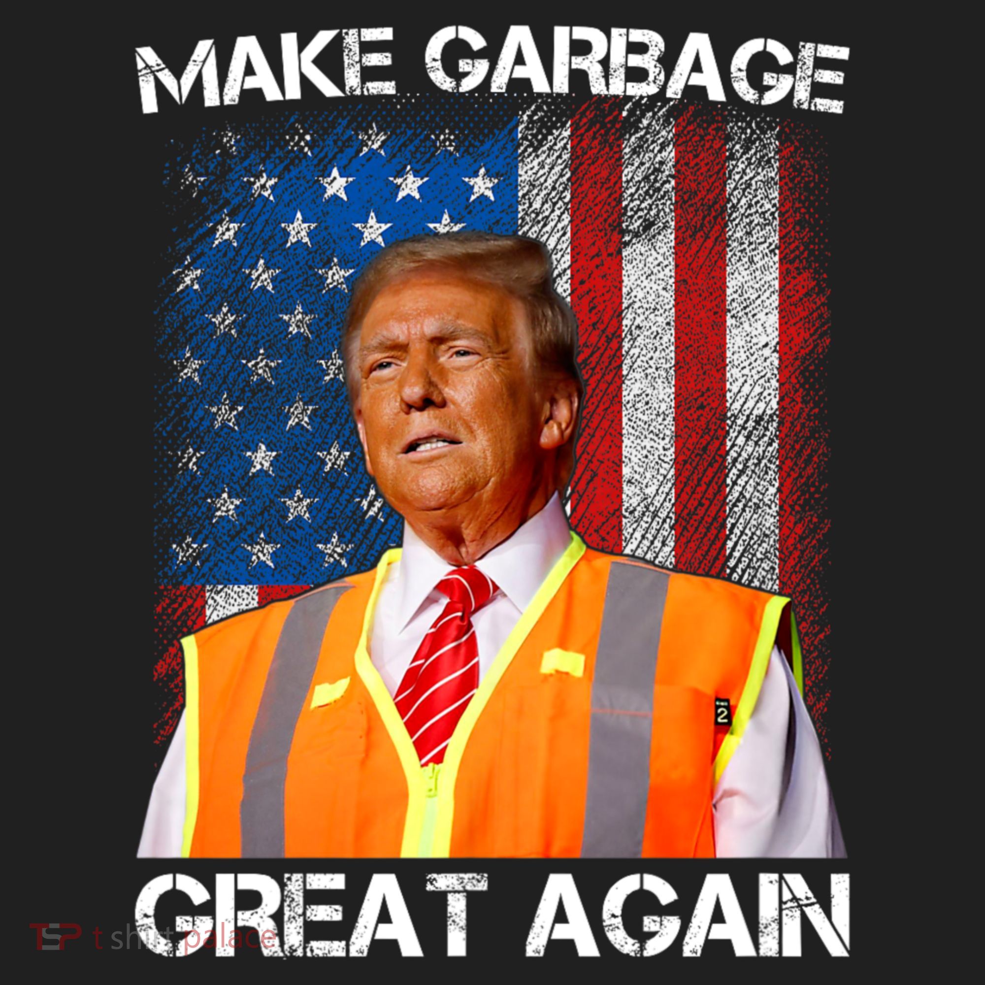 Trump 2024 Make Garbage Great Again Funny For Trump Us Flag Ladies Heavyweight Boxy Pullover Hoodie