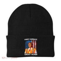 Trump 2024 Make Garbage Great Again Funny For Trump Us Flag Beanie thumb 0