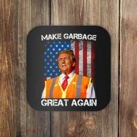 Trump 2024 Make Garbage Great Again Funny For Trump Us Flag Coaster thumb 0