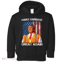 Trump 2024 Make Garbage Great Again Funny For Trump Us Flag Toddler Hoodie thumb 0