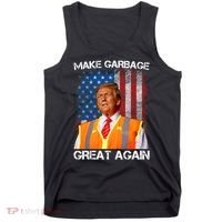 Trump 2024 Make Garbage Great Again Funny For Trump Us Flag Tank Top thumb 0