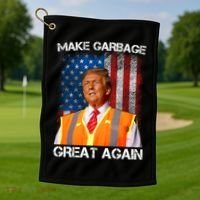 Trump 2024 Make Garbage Great Again Funny For Trump Us Flag Golf Towel thumb 1