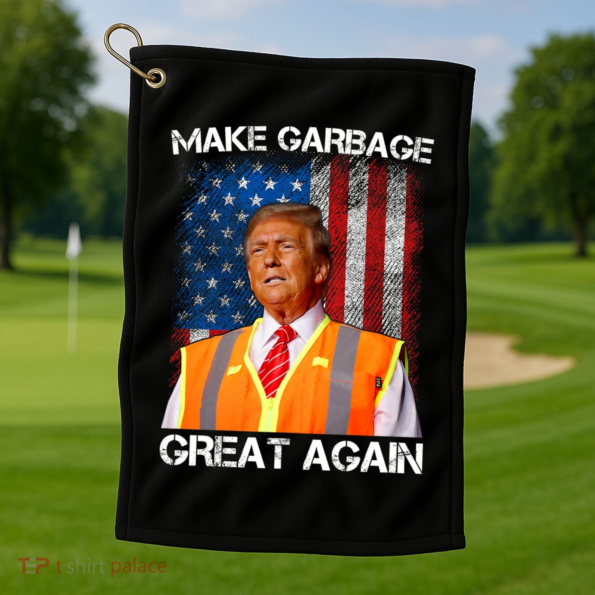 Trump 2024 Make Garbage Great Again Funny For Trump Us Flag Golf Towel