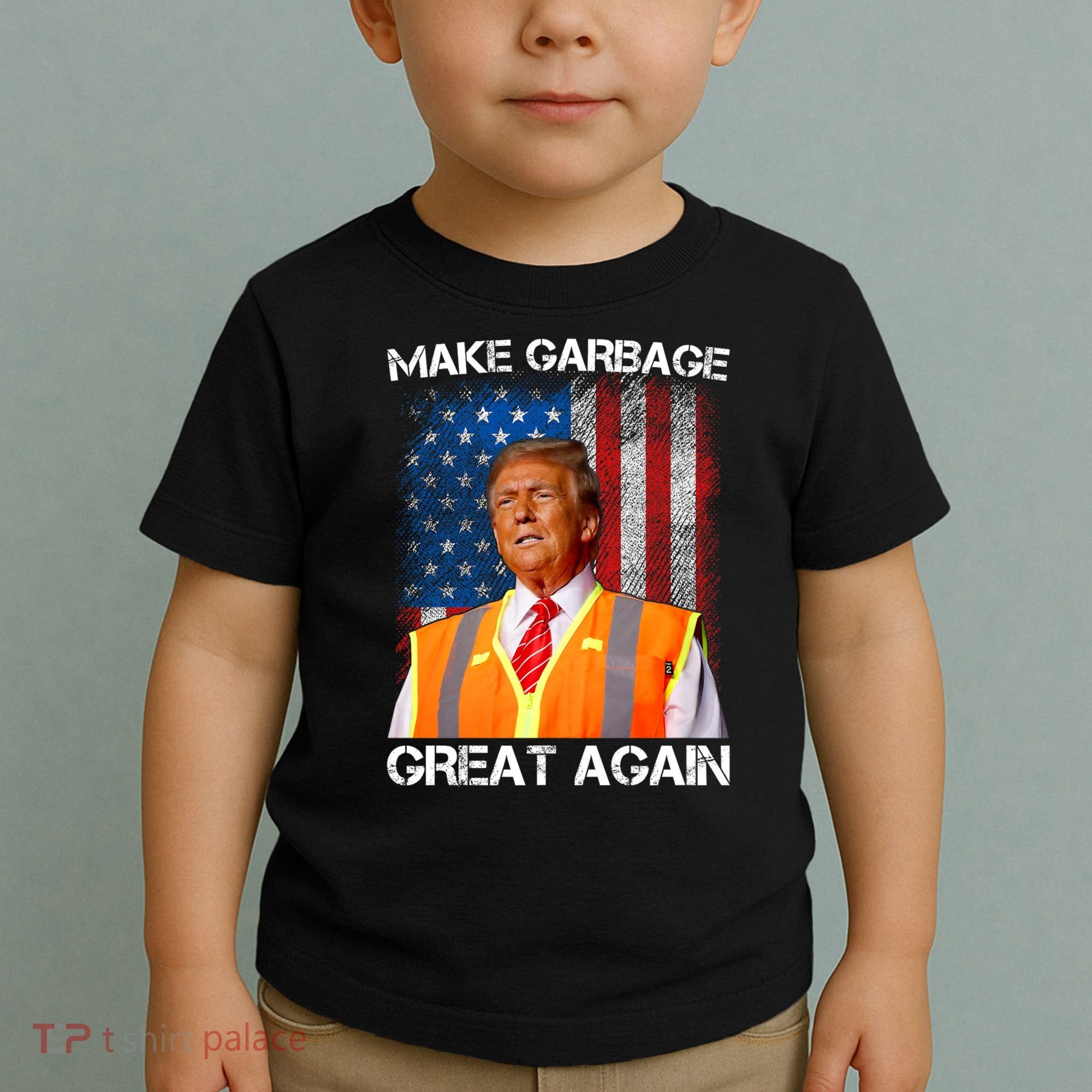 Trump 2024 Make Garbage Great Again Funny For Trump Us Flag Toddler T-Shirt