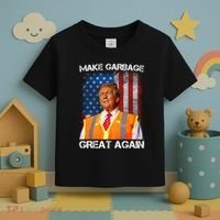 Trump 2024 Make Garbage Great Again Funny For Trump Us Flag Toddler T-Shirt thumb 3