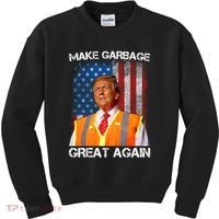 Trump 2024 Make Garbage Great Again Funny For Trump Us Flag Kids Sweatshirt thumb 0