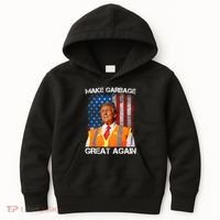 Trump 2024 Make Garbage Great Again Funny For Trump Us Flag Kids Hoodie thumb 0