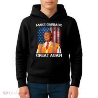 Trump 2024 Make Garbage Great Again Funny For Trump Us Flag Kids Hoodie thumb 4