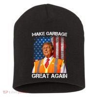 Trump 2024 Make Garbage Great Again Funny For Trump Us Flag Short Acrylic Beanie thumb 0
