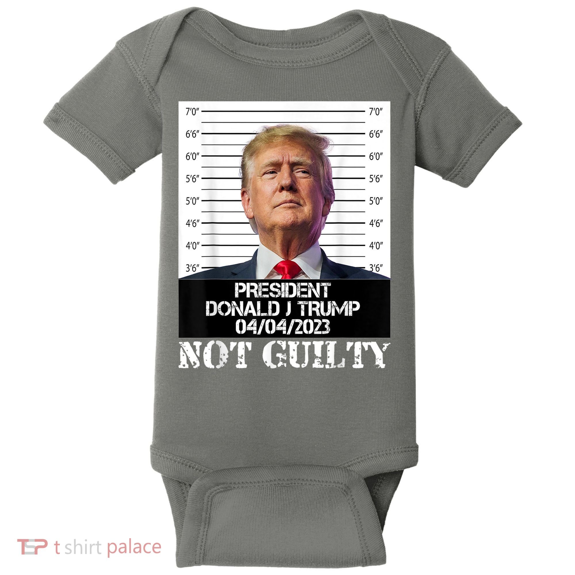 Trump 2024 Mugshot President Free Donald Trump Not Guilty Baby Bodysuit