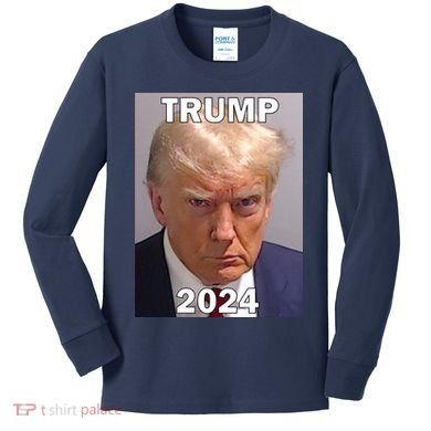 Trump 2024 Mugshot Kids Long Sleeve Shirt