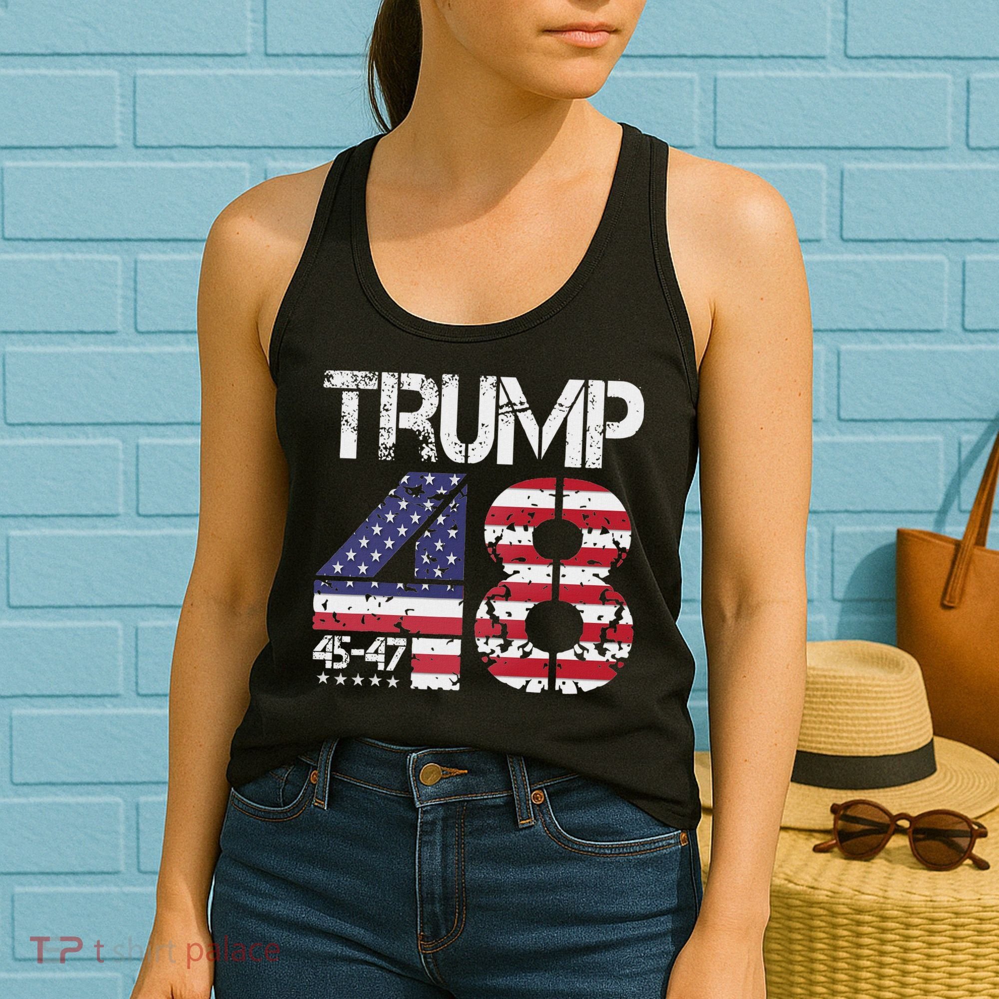 Trump 2028 President 45 47 48 American Flag Trump 2028 Women's Tank Top