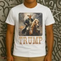 Trump 2024 President Cowboy Riding Horse Western Usa Maga T-Shirt thumb 3