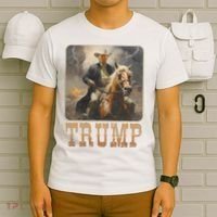 Trump 2024 President Cowboy Riding Horse Western Usa Maga T-Shirt thumb 6