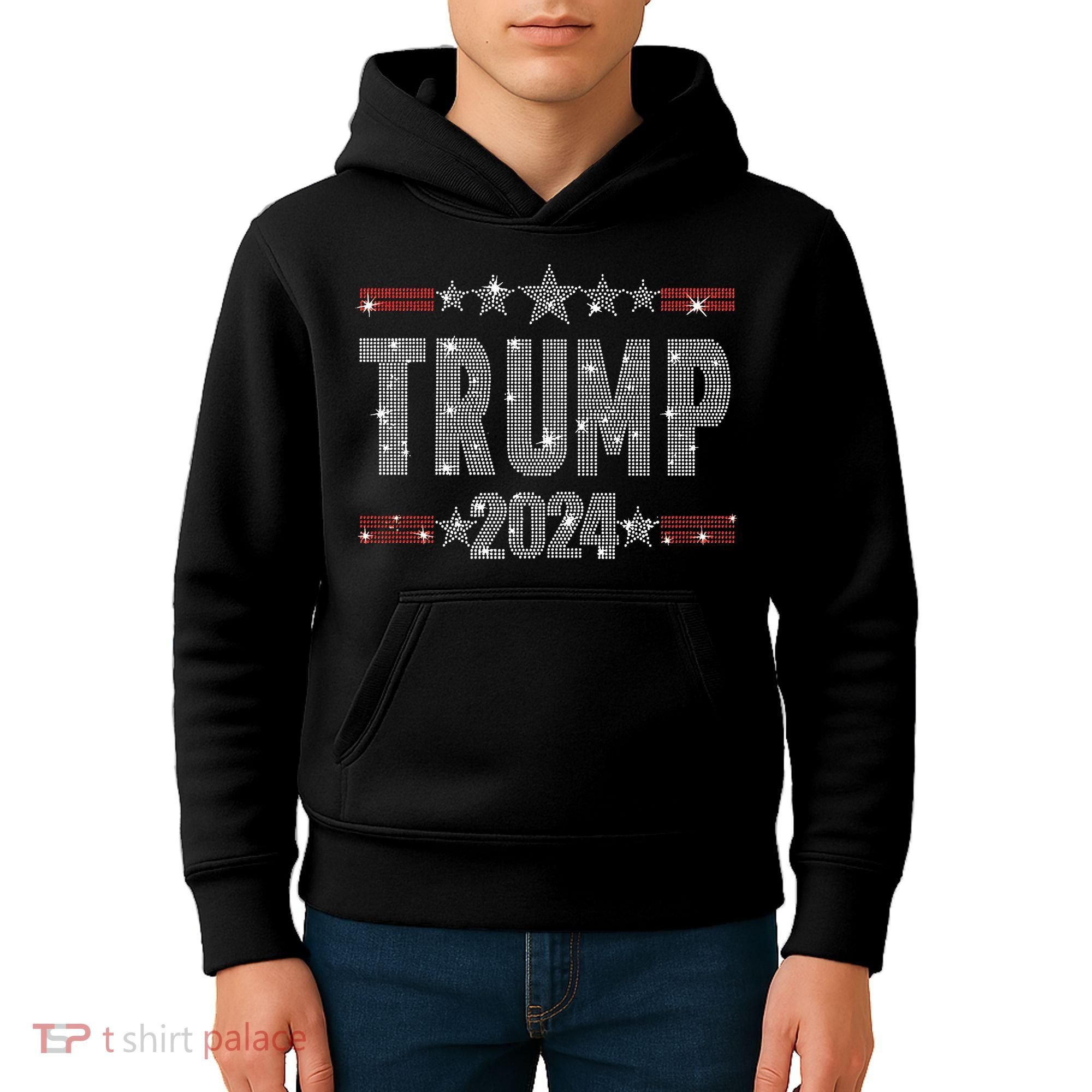 Trump 2024 Rhinestone Trump Rally Kids Hoodie