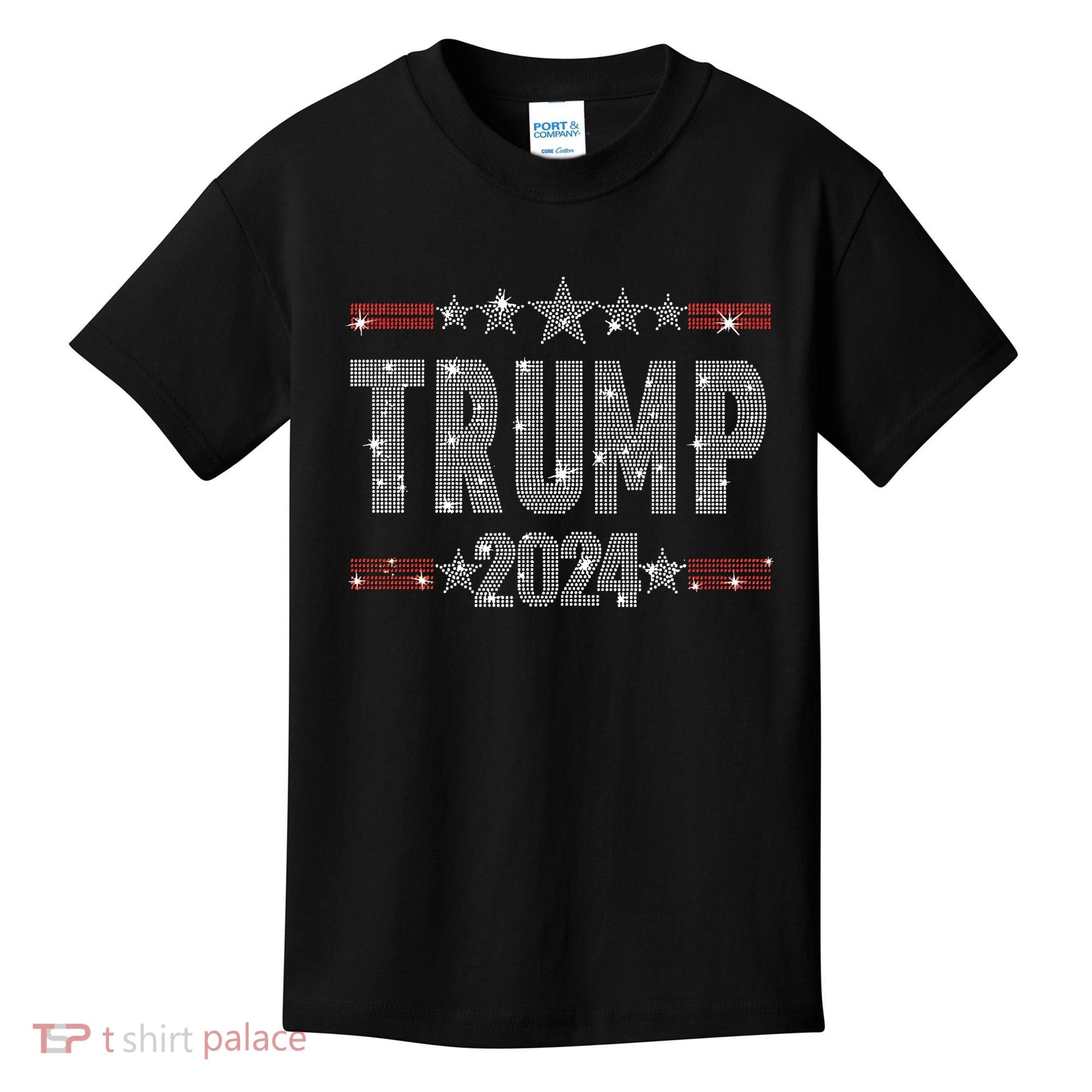 Trump 2024 Rhinestone Trump Rally Kids T-Shirt