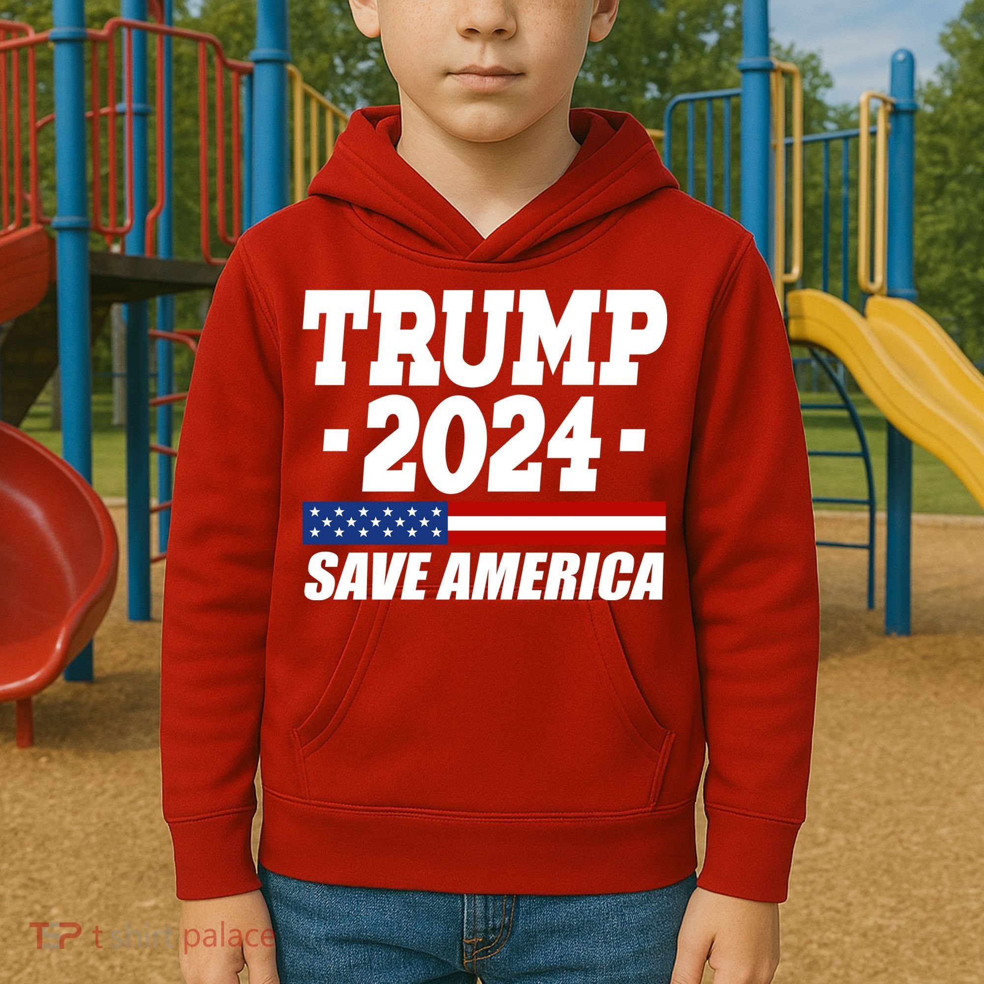 Trump 2024 Save America Kids Hoodie