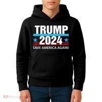 TRUMP 2024 Save America Again Pro Trump Kids Hoodie thumb 4