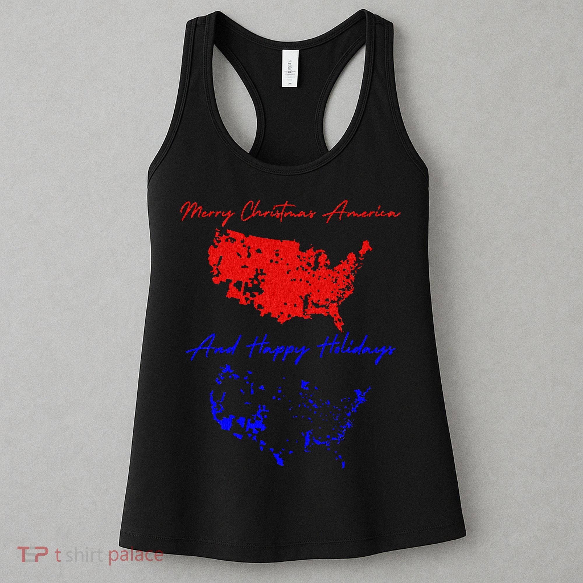 Trump 2024 Usa Map Happy Holidays Merry Christmas Women's Tank Top