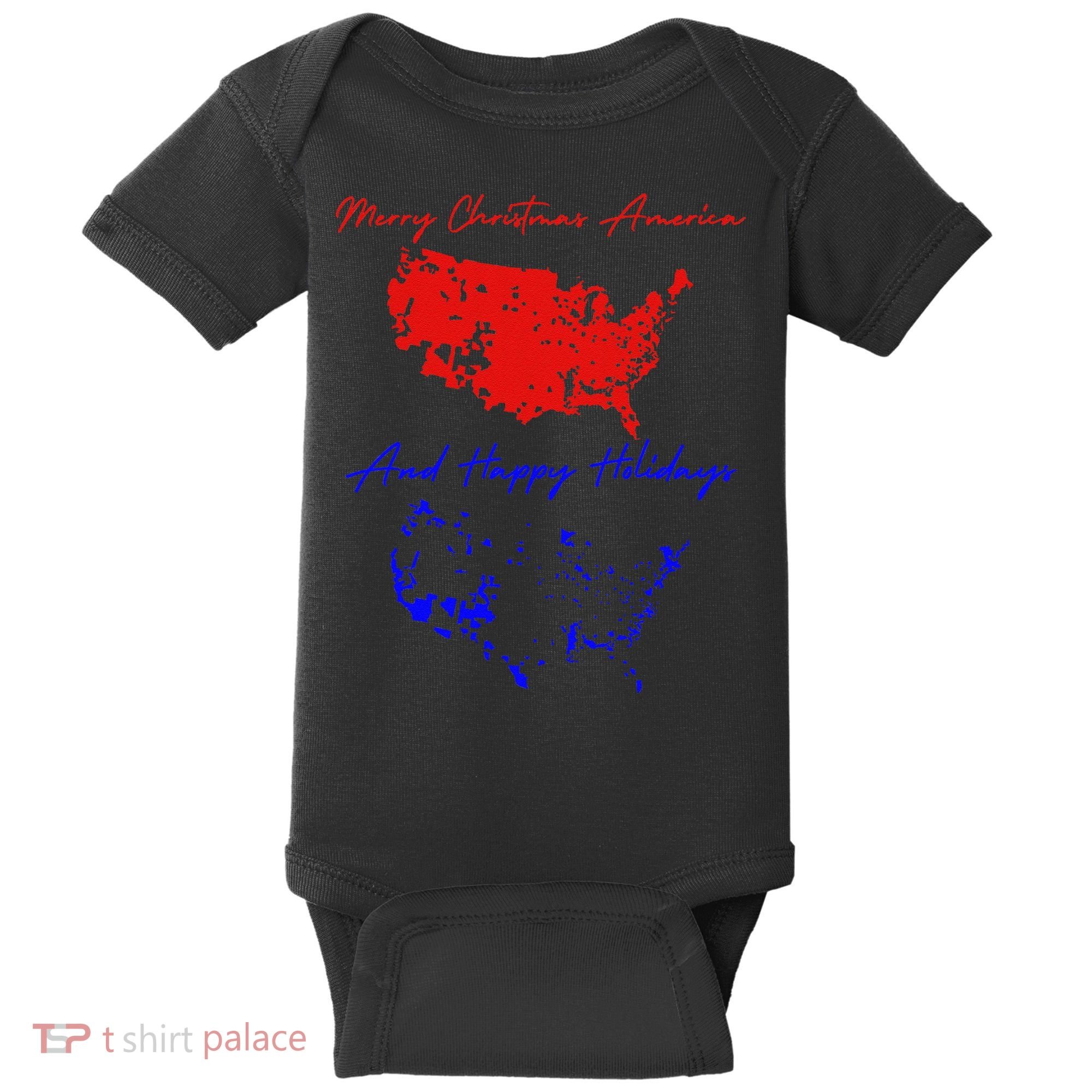 Trump 2024 Usa Map Happy Holidays Merry Christmas Baby Bodysuit