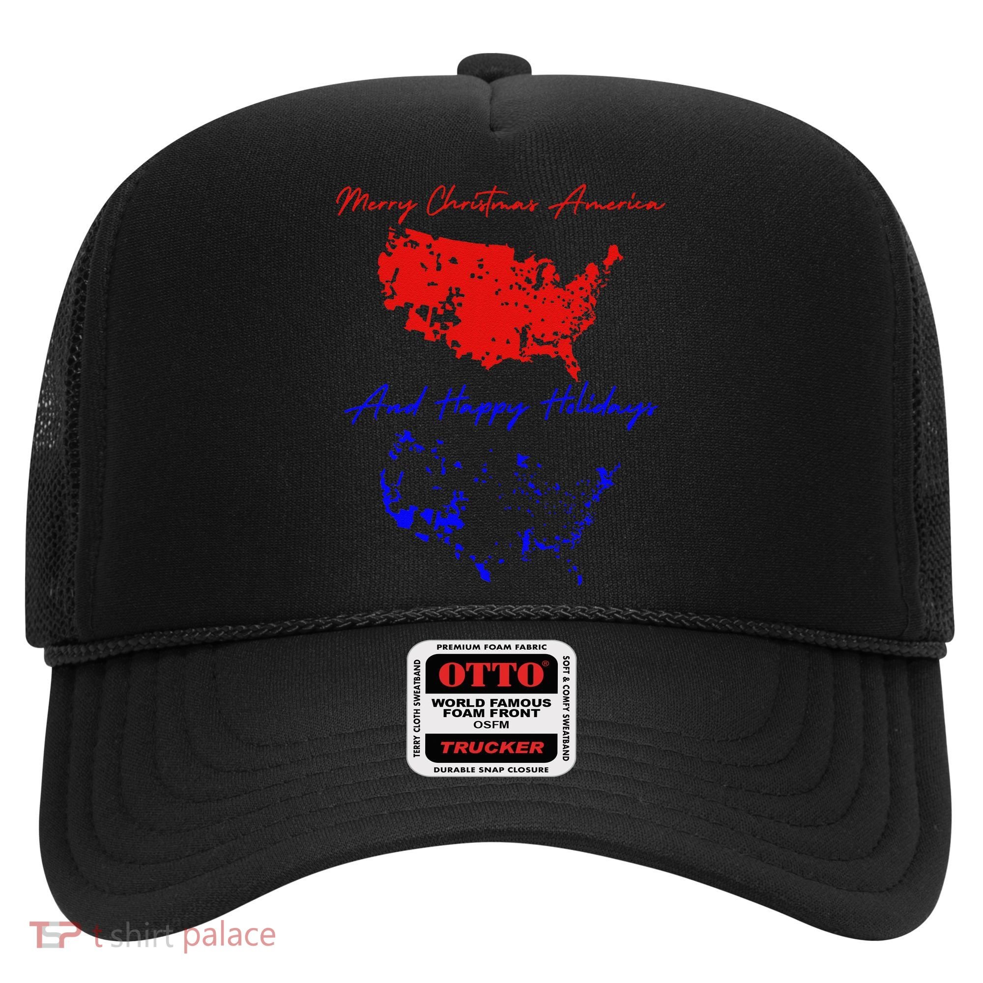 Trump 2024 Usa Map Happy Holidays Merry Christmas Hat