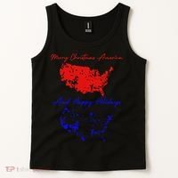 Trump 2024 Usa Map Happy Holidays Merry Christmas Tank Top thumb 2