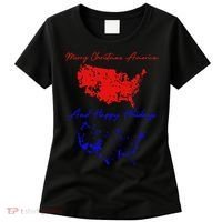 Trump 2024 Usa Map Happy Holidays Merry Christmas Women's T-Shirt thumb 0