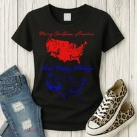 Trump 2024 Usa Map Happy Holidays Merry Christmas Women's T-Shirt thumb 3