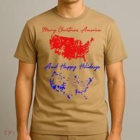 Trump 2024 Usa Map Happy Holidays Merry Christmas T-Shirt thumb 3