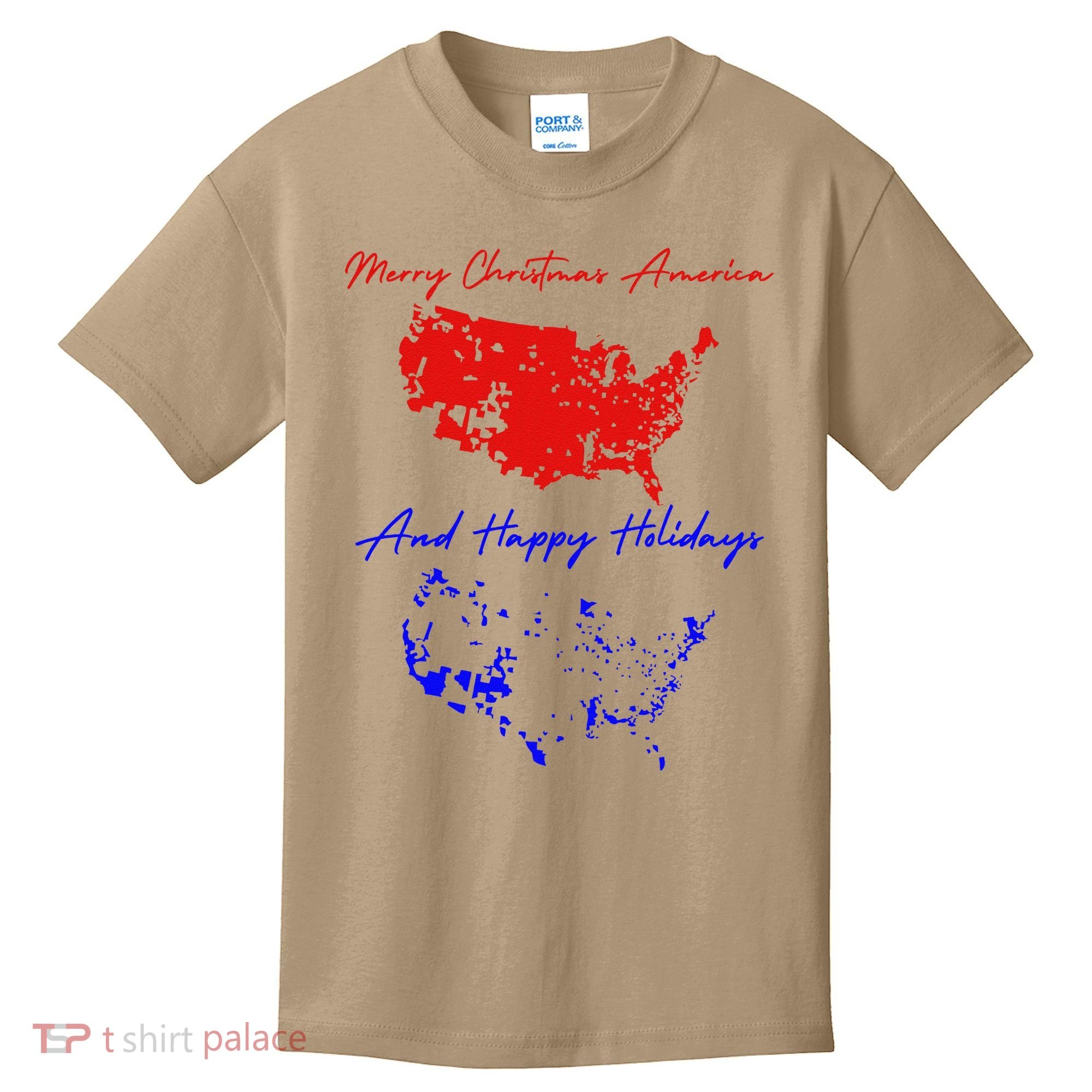 Trump 2024 Usa Map Happy Holidays Merry Christmas Kids T-Shirt
