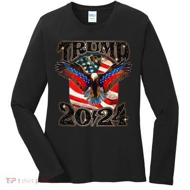 Trump 2024 Vintage American Bald Eagle Women's Long Sleeve Shirt
