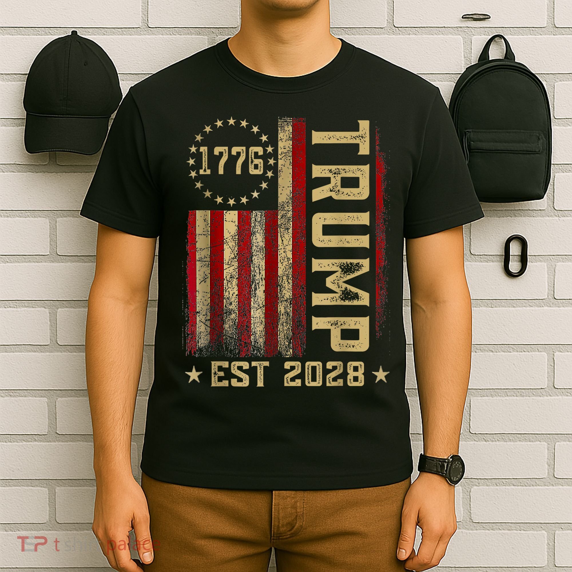 Trump 2028 Vote Donald Trump America US Flag Vintage T-Shirt