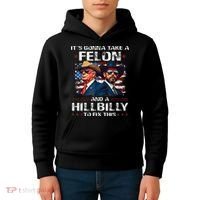 Trump 2024 Vance 2028 Funny Felon Hillbilly Fix Kids Hoodie thumb 4