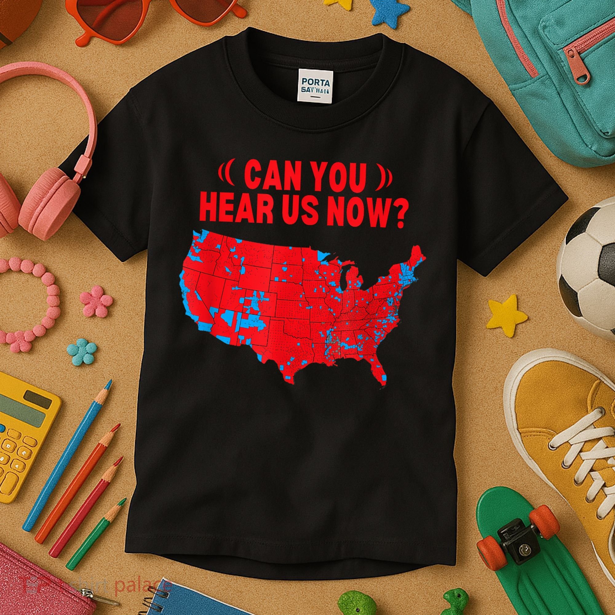 Trump 2024 Winner 312 Electoral Map Can You Hear Us Now Kids T-Shirt