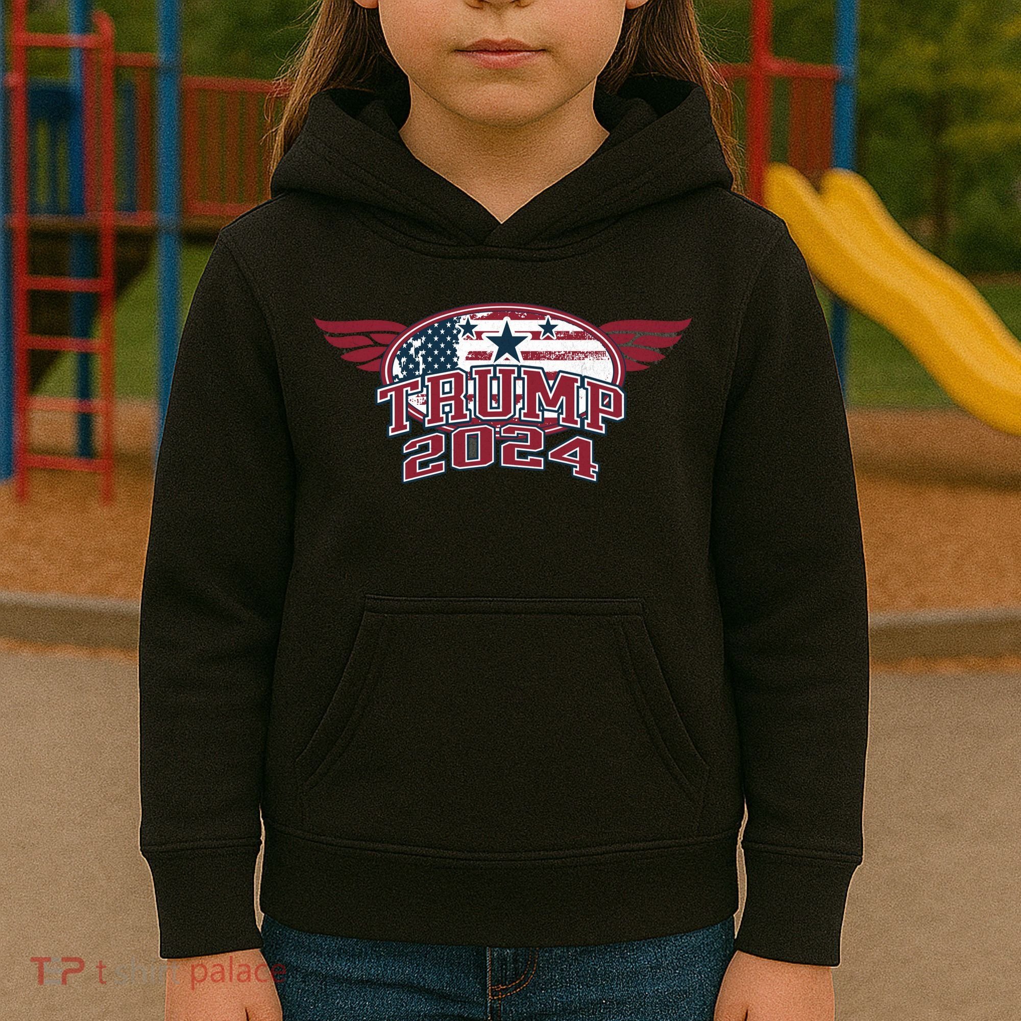 Trump 2024 Winged Logo Kids Hoodie