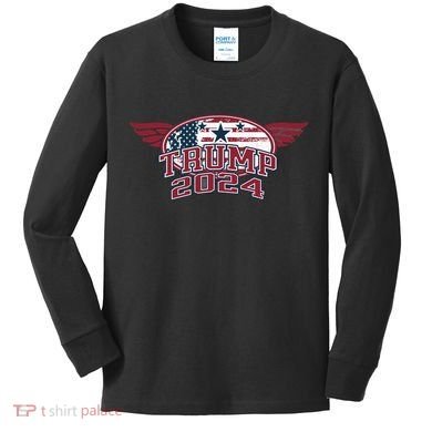 Trump 2024 Winged Logo Kids Long Sleeve Shirt