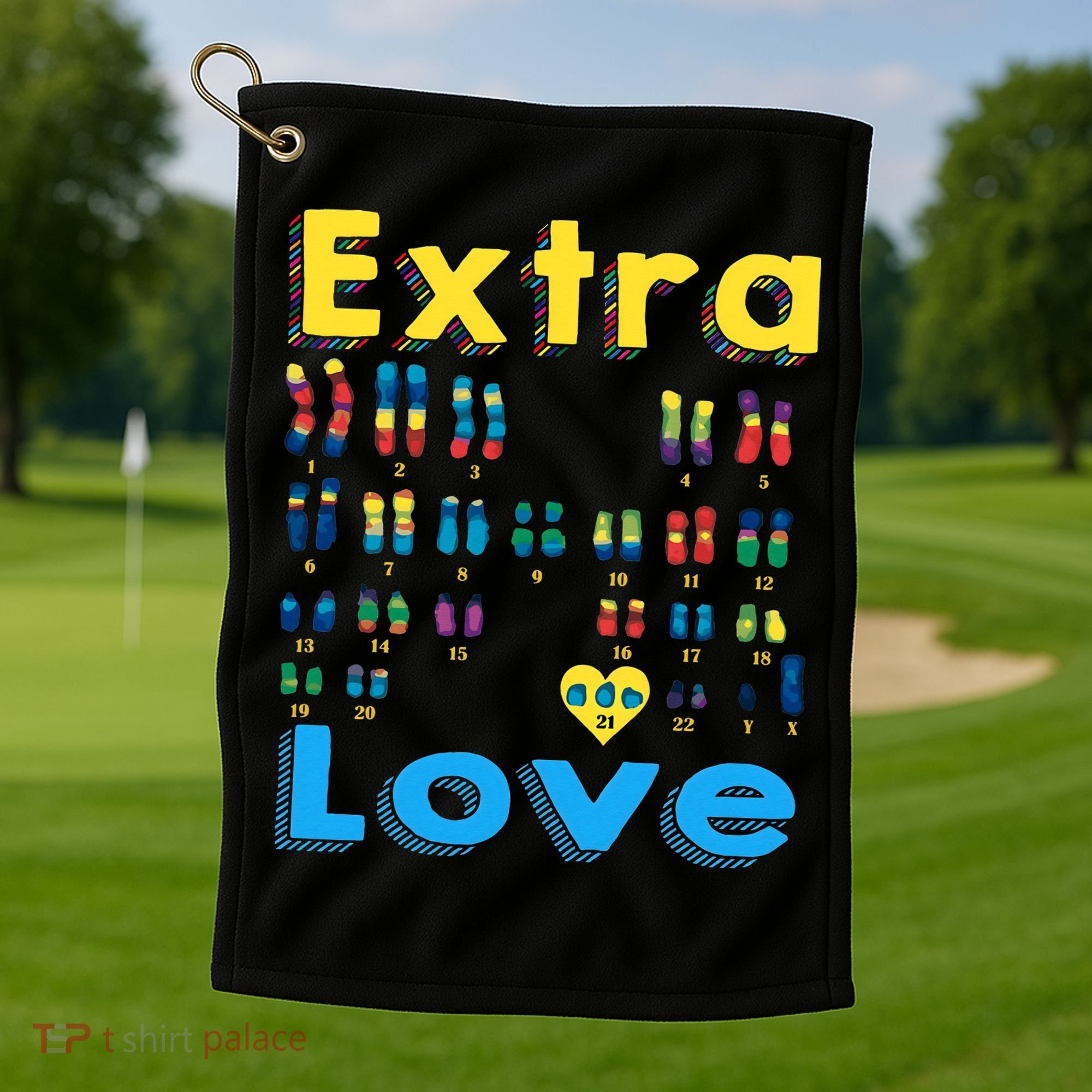Trisomy 21 XY Extra Chromosome  World Down Syndrome Day Golf Towel