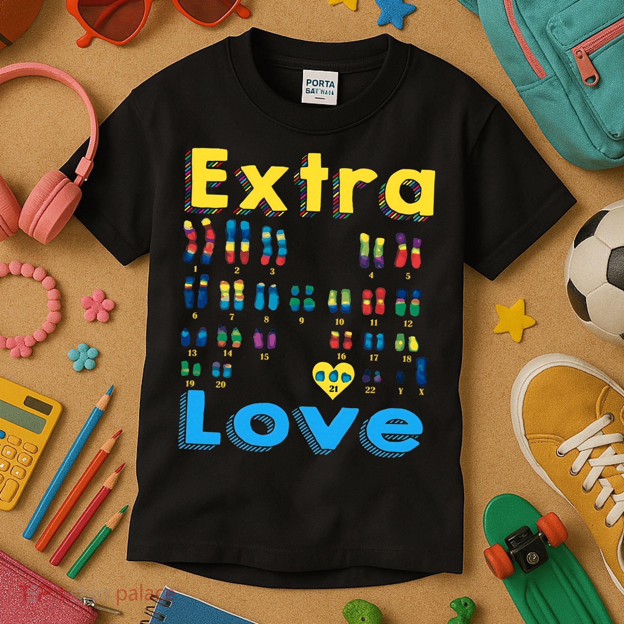 Trisomy 21 XY Extra Chromosome  World Down Syndrome Day Kids T-Shirt