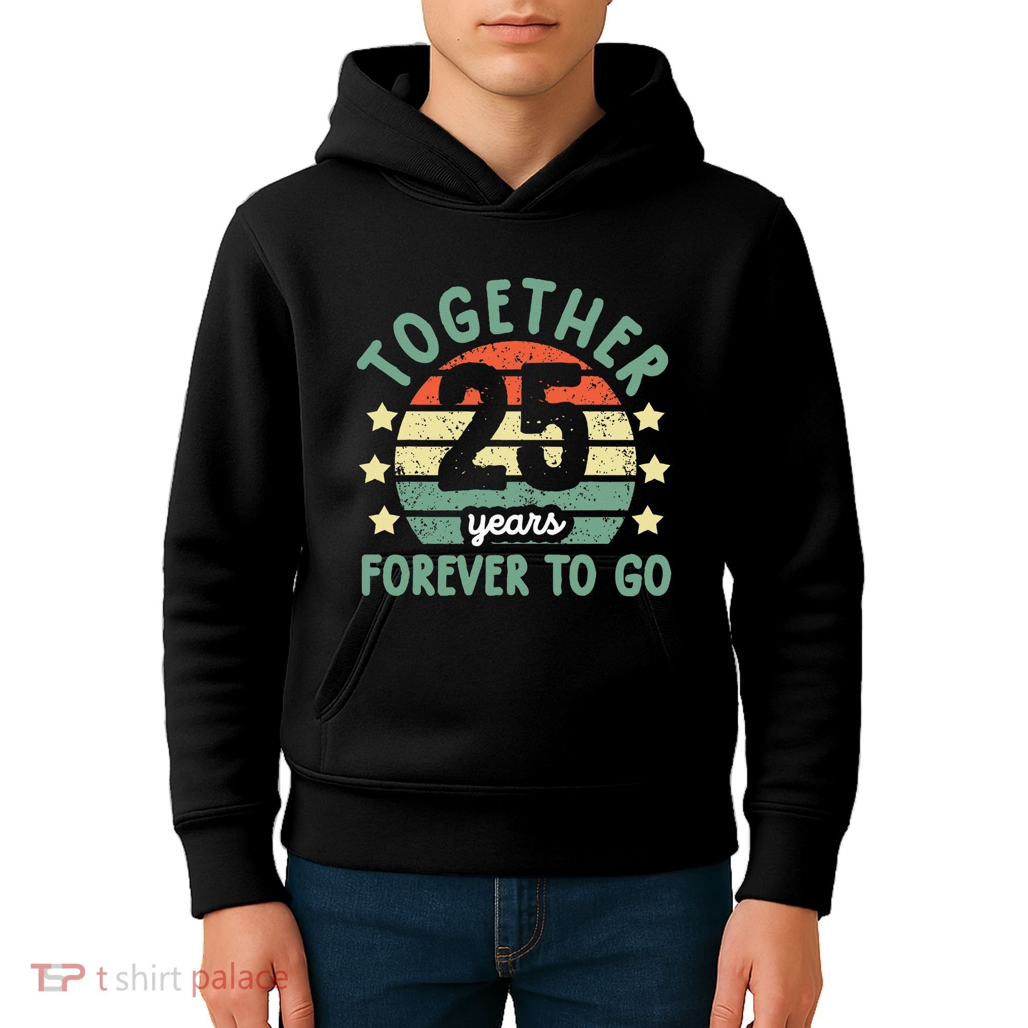 Together 25 Years Forever To Go 25th Wedding Anniversary Kids Hoodie