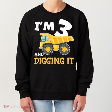 Three 3yr 3th Birthday Construction Boy 3 Years Old Women's Sweatshirt